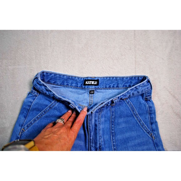 Katie J NYC Tween Med Wash Wide Leg Distressed Carpenter Jeans Size XS - Picture 4 of 8